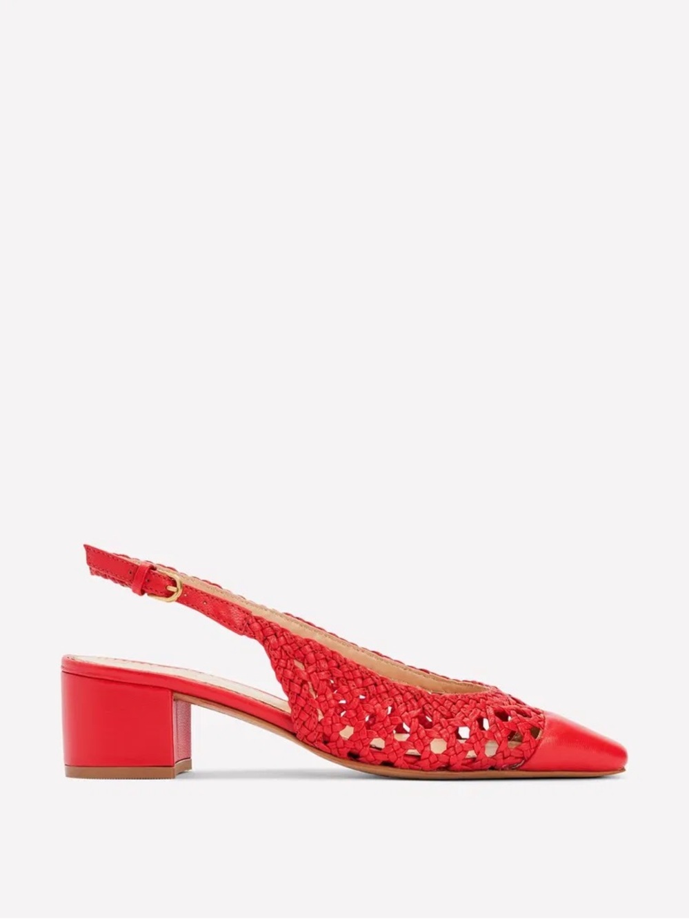 Alisa Red Woven Slingback Block Heel Women's Shoes Boden - Picture 2 of 6